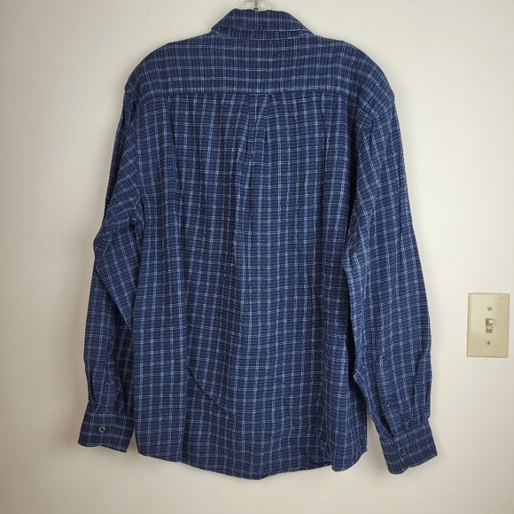 Croft & Barrow Navy Blue White Checkered Button Down Flannel Men's Shirt Gorp XL - Picture 3 of 7
